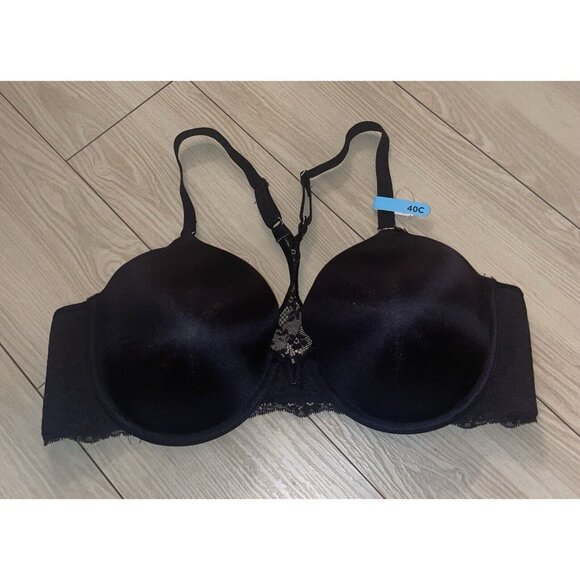 Maidenform 07112 One Fab Fit Extra Coverage TBack Bra Front Close 40C Black New - Picture 2 of 6